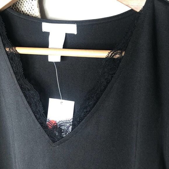 Design History Black Lace Trim Top - Picture 2 of 7